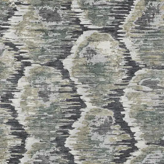 Charcoal Gray And Silver Abstract Washable Indoor Outdoor Area Rug Photo 5