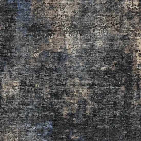 Charcoal Gray And Silver Abstract Washable Indoor Outdoor Area Rug Photo 6
