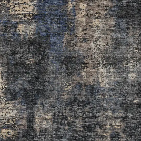 Charcoal Gray And Silver Abstract Washable Indoor Outdoor Area Rug Photo 6