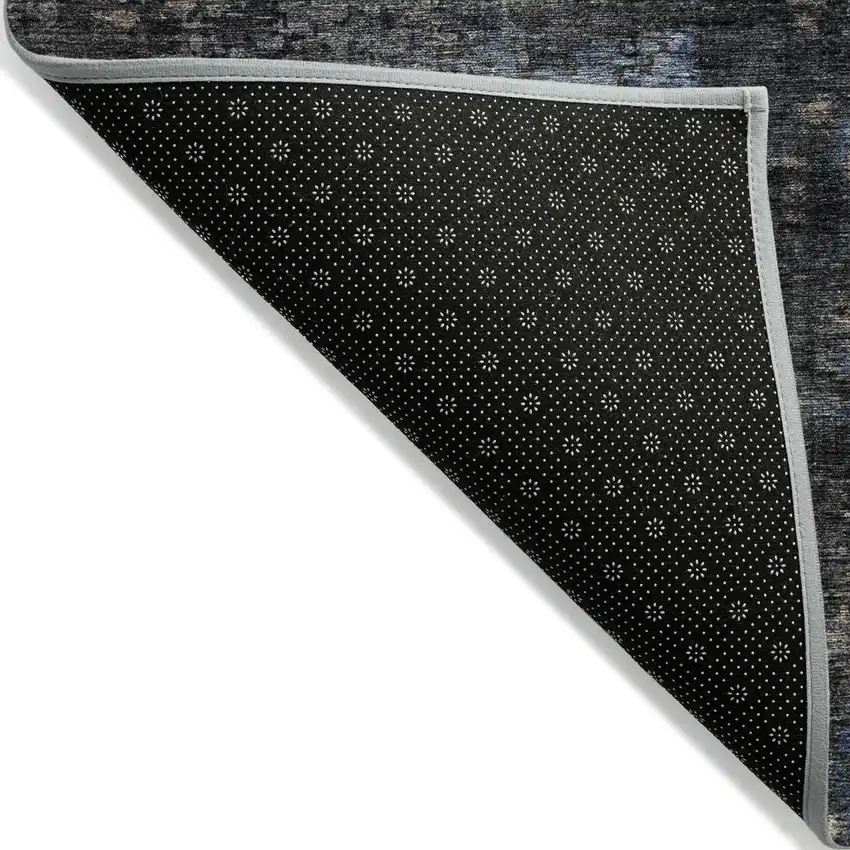 Charcoal Gray And Silver Abstract Washable Indoor Outdoor Area Rug Photo 4