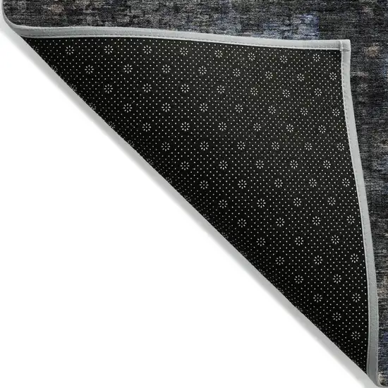 Charcoal Gray And Silver Abstract Washable Indoor Outdoor Area Rug Photo 4