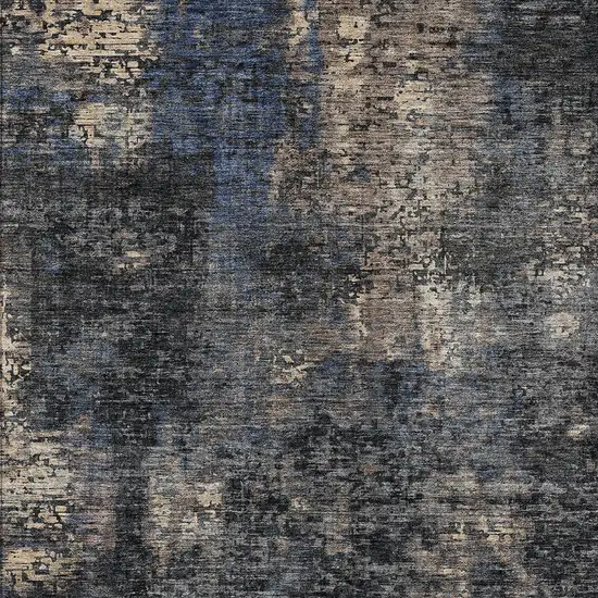 Charcoal Gray And Silver Abstract Washable Indoor Outdoor Area Rug Photo 6