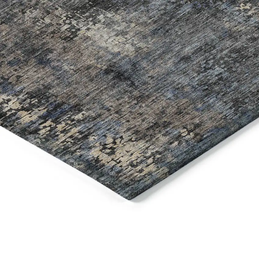 Charcoal Gray And Silver Abstract Washable Indoor Outdoor Area Rug Photo 5