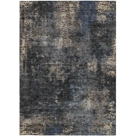 Charcoal Gray And Silver Abstract Washable Indoor Outdoor Area Rug Photo 7