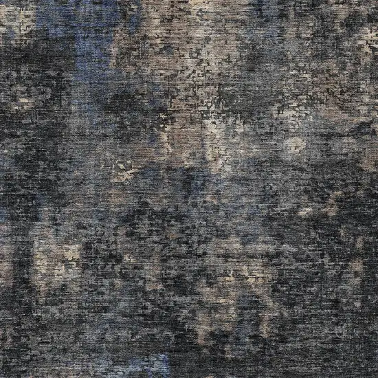 Charcoal Gray And Silver Abstract Washable Indoor Outdoor Area Rug Photo 6