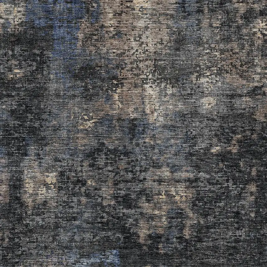 Charcoal Gray And Silver Abstract Washable Indoor Outdoor Area Rug Photo 6