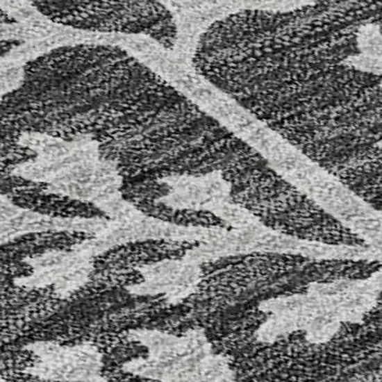 Charcoal Gray And Silver Floral Washable Area Rug With UV Protection Photo 2