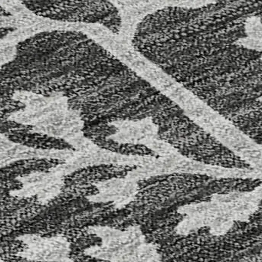 Charcoal Gray And Silver Floral Washable Area Rug With UV Protection Photo 2