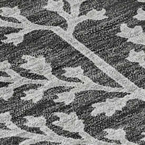 Charcoal Gray And Silver Floral Washable Area Rug With UV Protection Photo 2