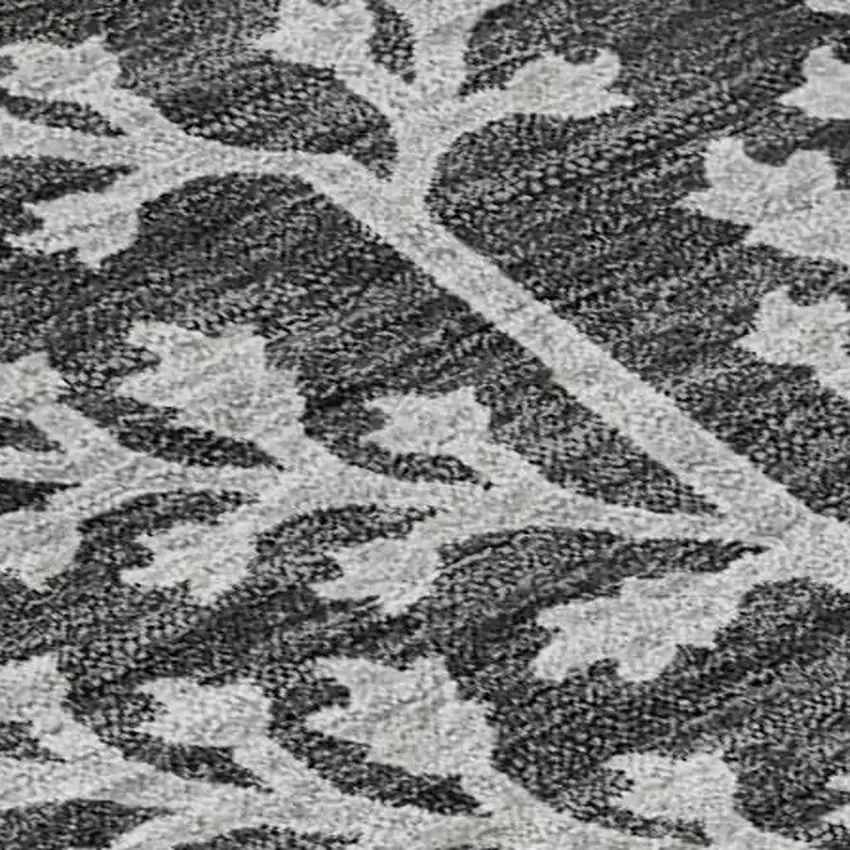 Charcoal Gray And Silver Floral Washable Area Rug With UV Protection Photo 2