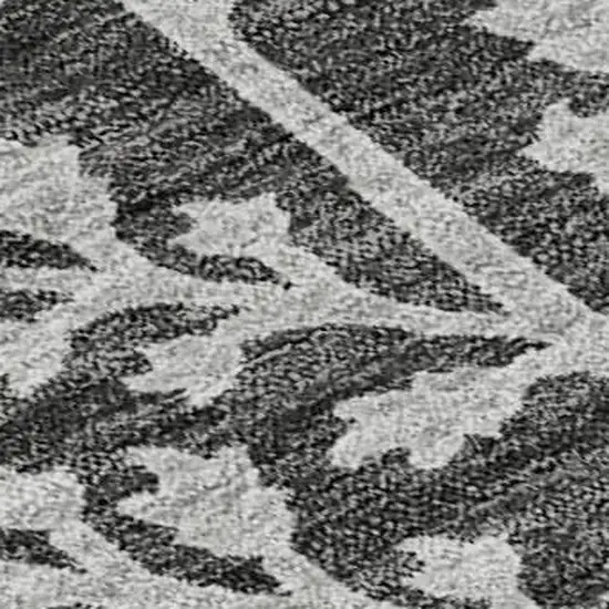 Charcoal Gray And Silver Floral Washable Area Rug With UV Protection Photo 2