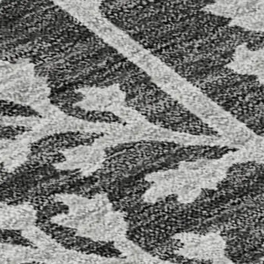 Charcoal Gray And Silver Floral Washable Area Rug With UV Protection Photo 2