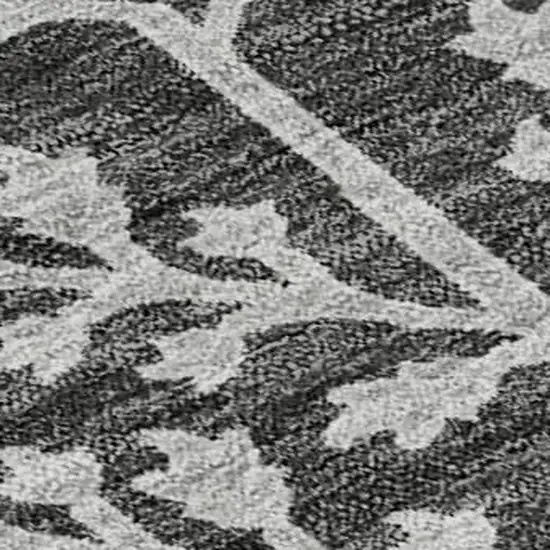 Charcoal Gray And Silver Floral Washable Area Rug With UV Protection Photo 2
