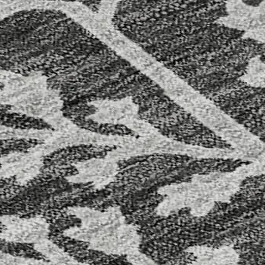 Charcoal Gray And Silver Floral Washable Area Rug With UV Protection Photo 2