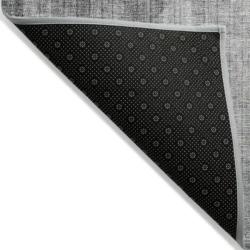 Charcoal Gray And Silver Geometric Washable Indoor Outdoor Area Rug Photo 4