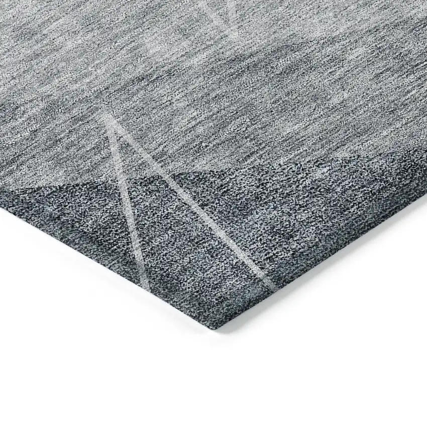 Charcoal Gray And Silver Geometric Washable Indoor Outdoor Area Rug Photo 4