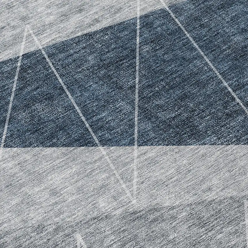 Charcoal Gray And Silver Geometric Washable Indoor Outdoor Area Rug Photo 4