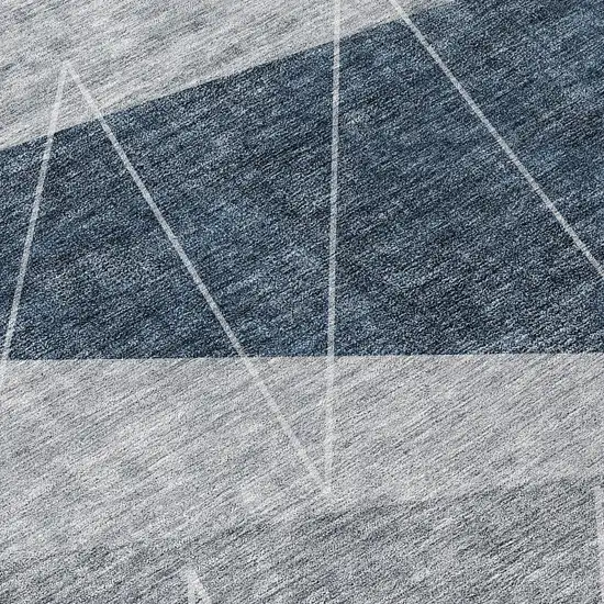 Charcoal Gray And Silver Geometric Washable Indoor Outdoor Area Rug Photo 4