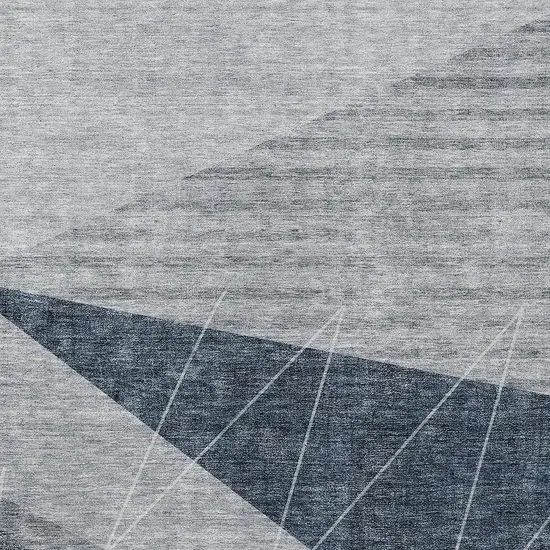 Charcoal Gray And Silver Geometric Washable Indoor Outdoor Area Rug Photo 5