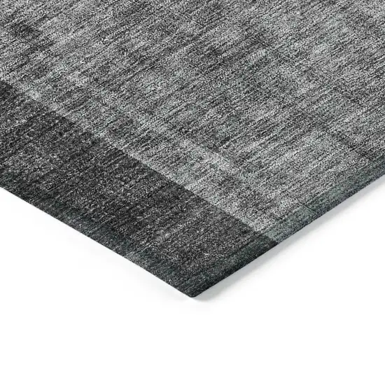 Charcoal Gray And Silver Geometric Washable Indoor Outdoor Area Rug Photo 4
