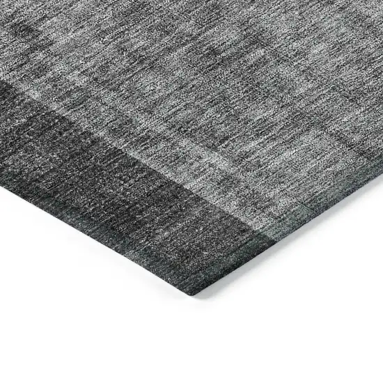 Charcoal Gray And Silver Geometric Washable Indoor Outdoor Area Rug Photo 3