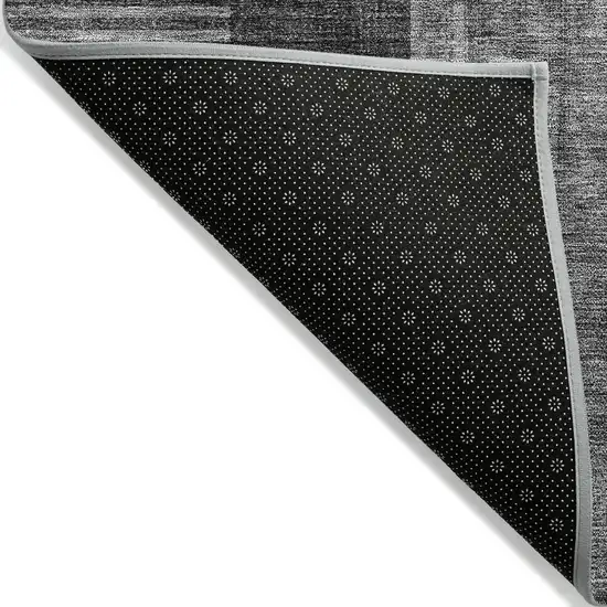 Charcoal Gray And Silver Geometric Washable Indoor Outdoor Area Rug Photo 2