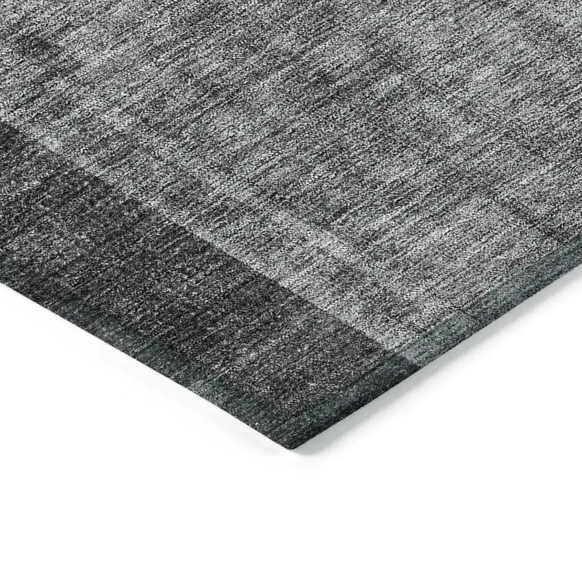 Charcoal Gray And Silver Geometric Washable Indoor Outdoor Area Rug Photo 3