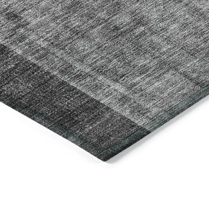 Charcoal Gray And Silver Geometric Washable Indoor Outdoor Area Rug Photo 3