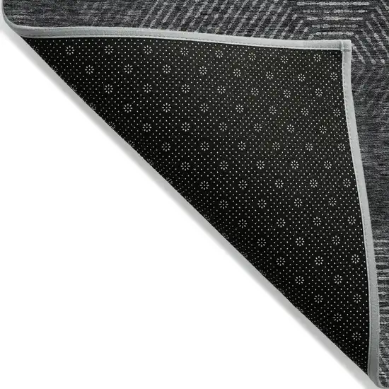 Charcoal Gray And Silver Geometric Washable Indoor Outdoor Area Rug Photo 4