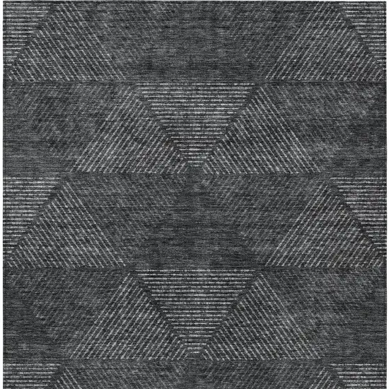 Charcoal Gray And Silver Geometric Washable Indoor Outdoor Area Rug Photo 7