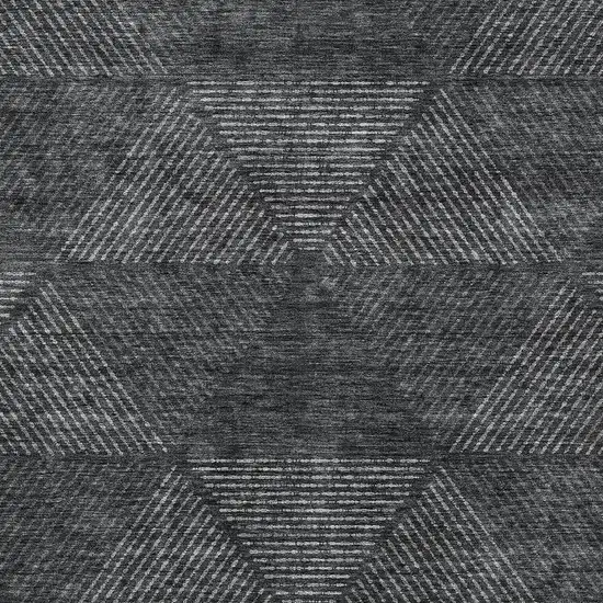 Charcoal Gray And Silver Geometric Washable Indoor Outdoor Area Rug Photo 6
