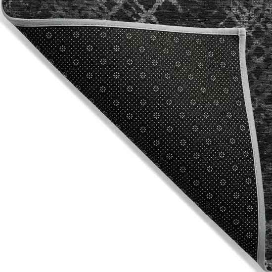 Charcoal Gray And Silver Geometric Washable Indoor Outdoor Area Rug Photo 4