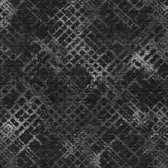 Charcoal Gray And Silver Geometric Washable Indoor Outdoor Area Rug Photo 6