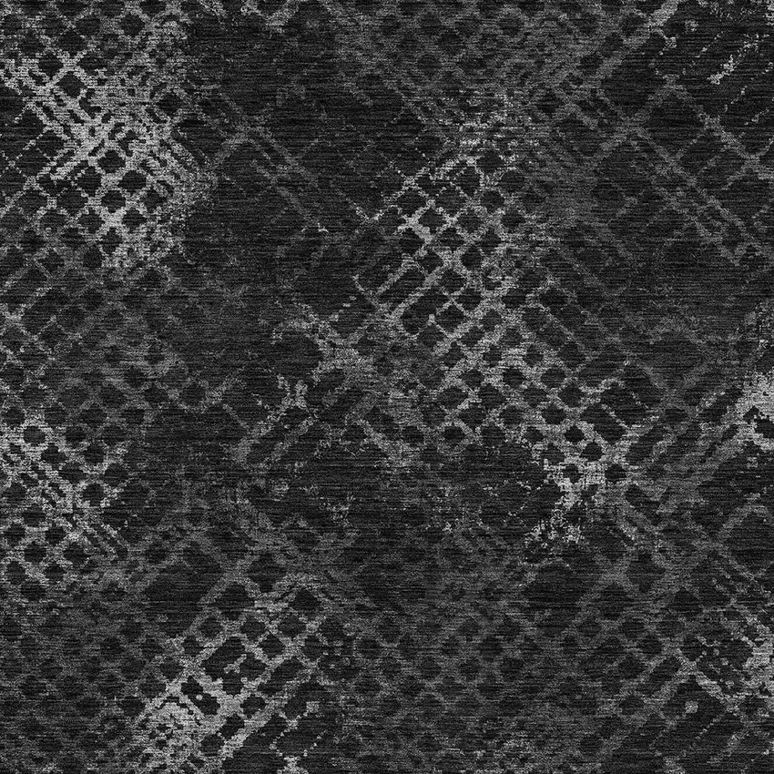 Charcoal Gray And Silver Geometric Washable Indoor Outdoor Area Rug Photo 6