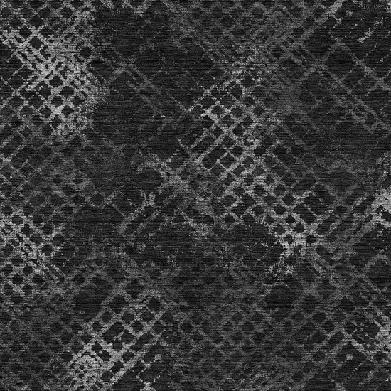Charcoal Gray And Silver Geometric Washable Indoor Outdoor Area Rug Photo 6