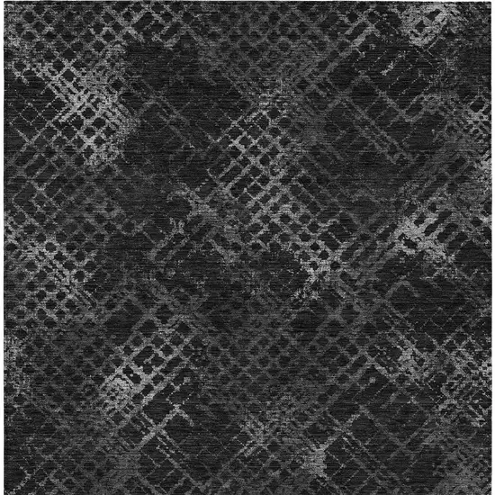 Charcoal Gray And Silver Geometric Washable Indoor Outdoor Area Rug Photo 7