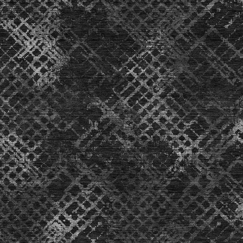 Charcoal Gray And Silver Geometric Washable Indoor Outdoor Area Rug Photo 6