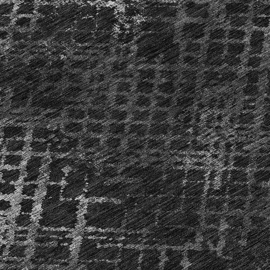 Charcoal Gray And Silver Geometric Washable Indoor Outdoor Area Rug Photo 8