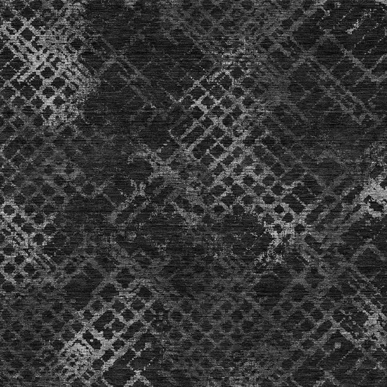 Charcoal Gray And Silver Geometric Washable Indoor Outdoor Area Rug Photo 6