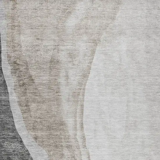 Charcoal Gray And Taupe Abstract Washable Indoor Outdoor Area Rug Photo 5