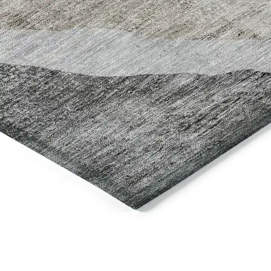 Charcoal Gray And Taupe Abstract Washable Indoor Outdoor Area Rug Photo 4