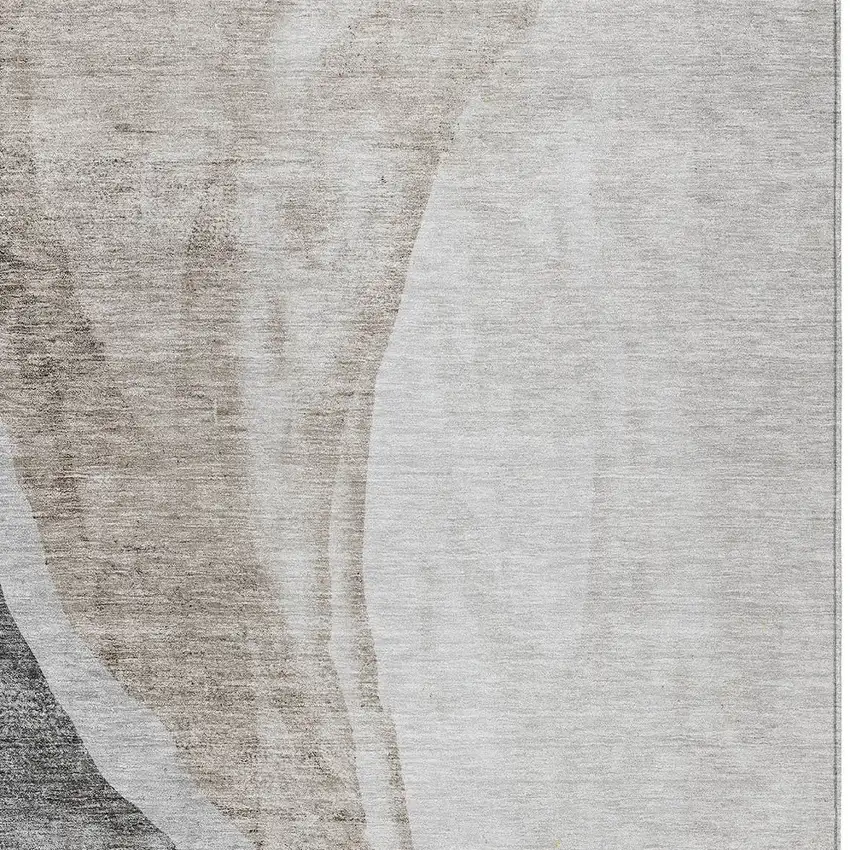 Charcoal Gray And Taupe Abstract Washable Indoor Outdoor Area Rug Photo 6