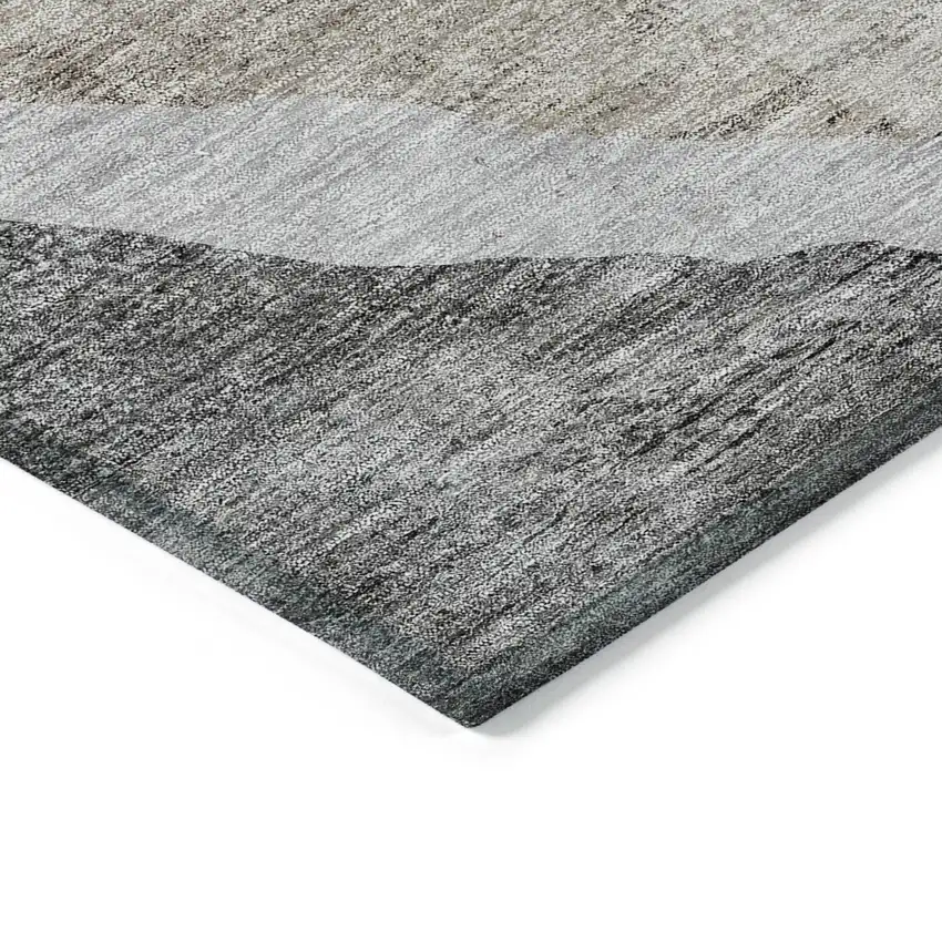Charcoal Gray And Taupe Abstract Washable Indoor Outdoor Area Rug Photo 5