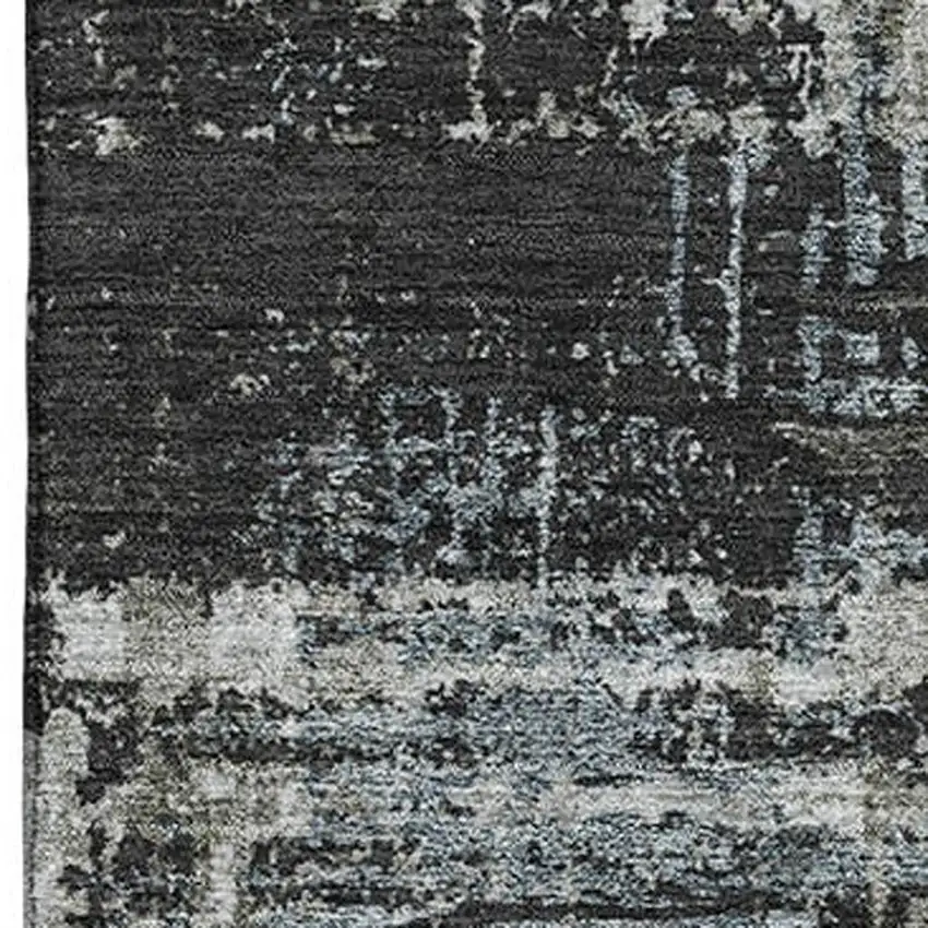 Charcoal Gray And Taupe Geometric Washable Area Rug With UV Protection Photo 3