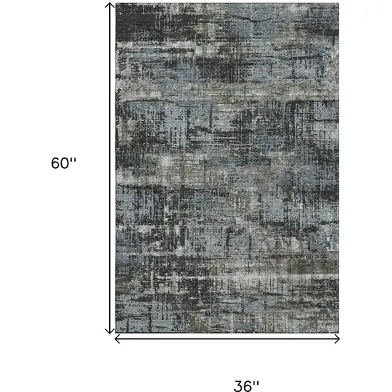 Charcoal Gray And Taupe Geometric Washable Area Rug With UV Protection Photo 9