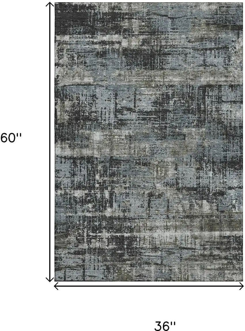 Charcoal Gray And Taupe Geometric Washable Area Rug With UV Protection Photo 9