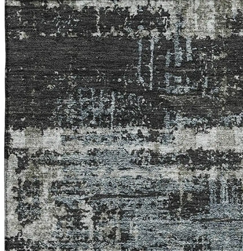 Charcoal Gray And Taupe Geometric Washable Area Rug With UV Protection Photo 4