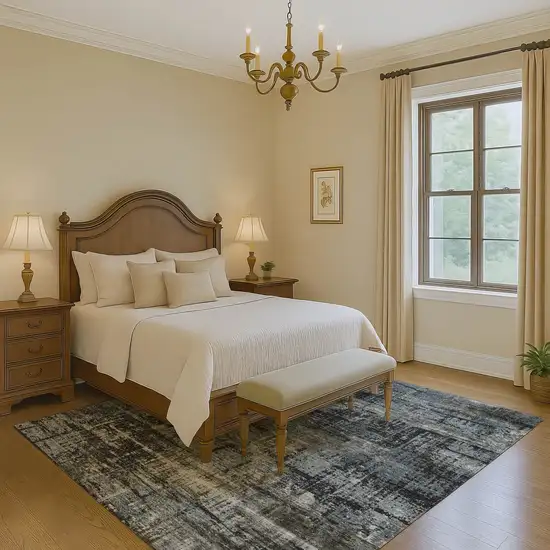 Charcoal Gray And Taupe Geometric Washable Area Rug With UV Protection Photo 6