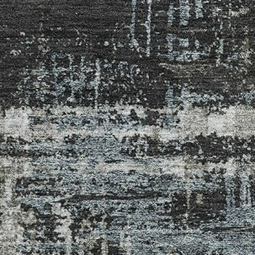 Charcoal Gray And Taupe Geometric Washable Area Rug With UV Protection Photo 3