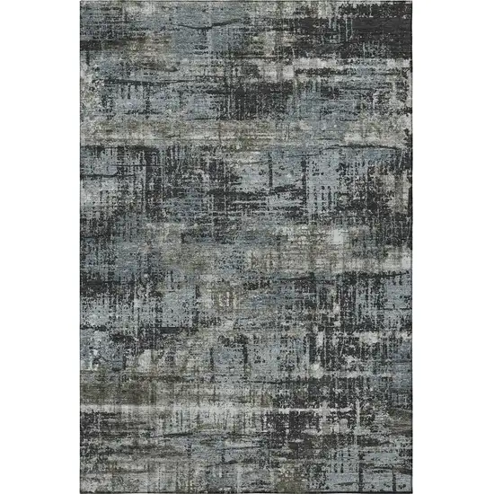 Charcoal Gray And Taupe Geometric Washable Area Rug With UV Protection Photo 4